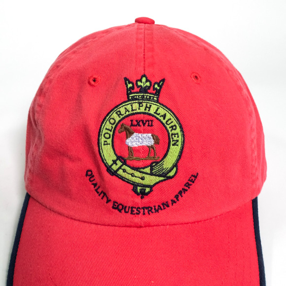 Polo Ralph Lauren Vintage Equestrian Embroidered Crest Hat Leather Strap NWT - Picture 2 of 13